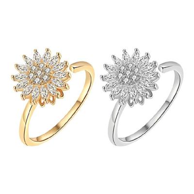 Verstelbare Dames Spinner Sieraden Goud Design Stressverlichting Zirkonia