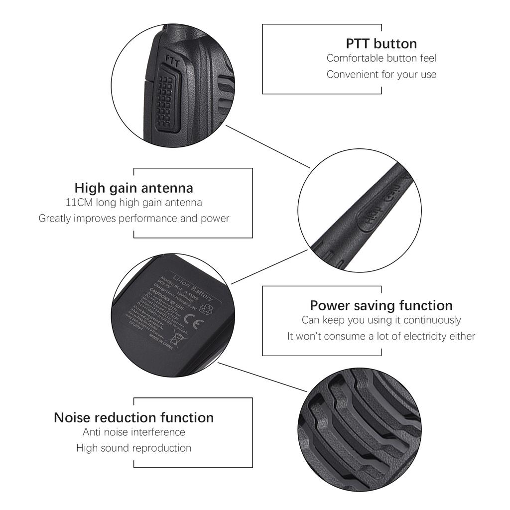 Baofeng BF 888s Walkie Talkies 6 Packs Waterproof Rechargeable Long Range Two Way Radios with Earpieces Portable