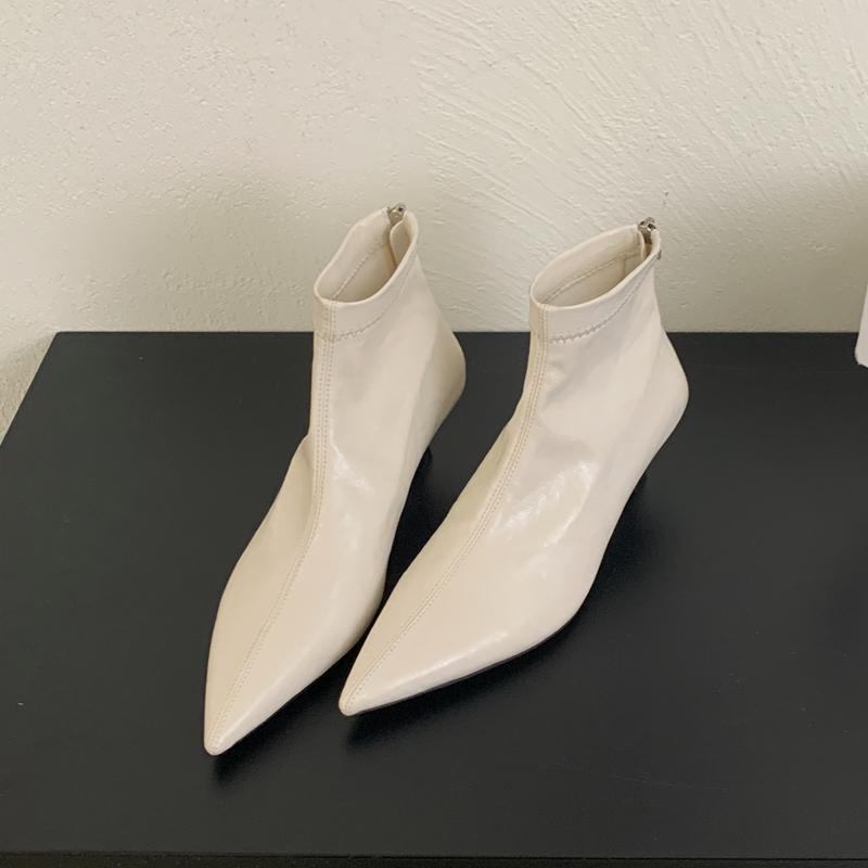 Fashion SUOJIALUN 2025 Winter New Brand Women Ankle Boots Fashion Pointed Toe Back Zip Ladies Short Boots Thin High Heel Dress Chelsea B