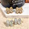 High-End Gold-Plated Silver Butterfly Zircon Stud Earrings - Luxurious, Niche Style