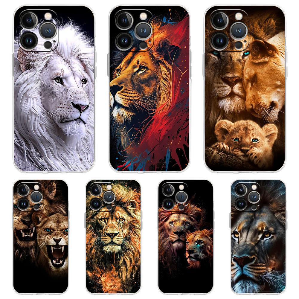 The Lion Phone Case for iPhone 16 15 14 13 12 Pro Max Transparent Soft for iPhone 11 Pro Max 7 8 Plus XS XR Silicone Shell Capas