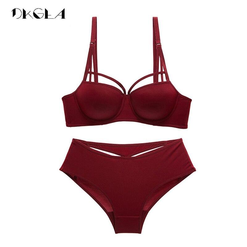 

DKGEA женский черный сексуальный комплект нижнего белья толстый бюстгальтер пуш-ап чашка ABC 80C бордовый