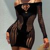 Lace Hollow-Out Mesh Teddy Nightwear, Women's Stylish Sheer Bodysuit Dress for Evening