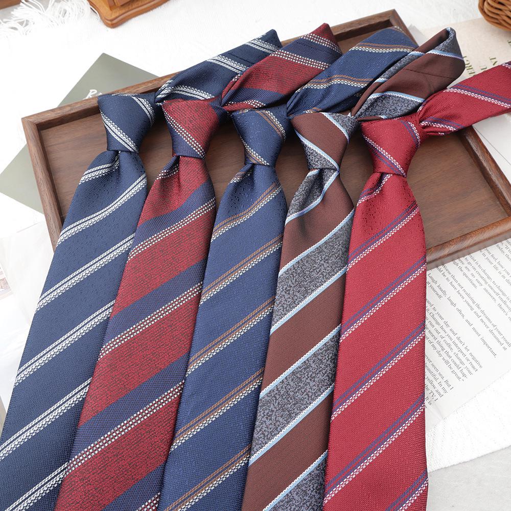 Men's 8CM Korean-British Style Jacquard Silk Striped Professional Tie