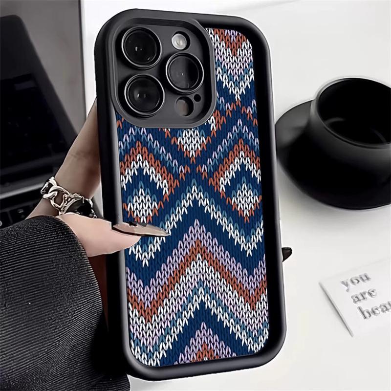 Bohemian Style Sweater Pattern Phone Case For iPhone 16 15 14 13 12 11 Pro Max X XS XR 7 8 Plus Fashion Shockproof Back Cover