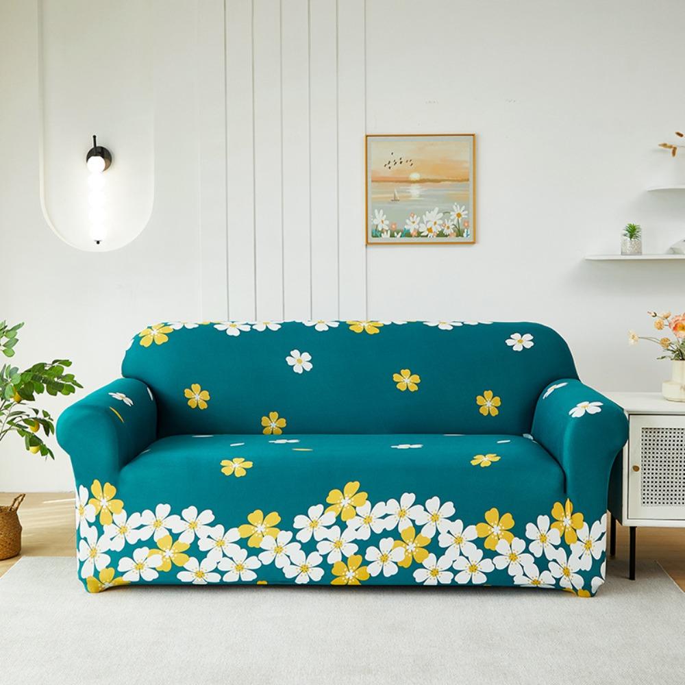 Stretchable Printed Sofa Cover Universal Elastic Slipcouch Full Encasement Soft Fabric Set