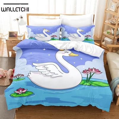 3D Cartoon Schwan Bettwäschesets Bettbezug-Set mit Kissenbezug Twin Full Queen King Bettwäsche Bettwäsche