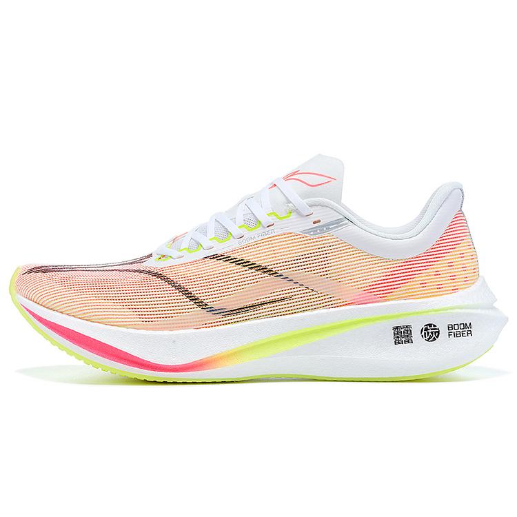 Li Ning Feidian 3 Challenger Tissu Antidérapant Et Respirant Bas Top Chaussures de Course Marathon Hommes Rose Blanc ARMT037-1
