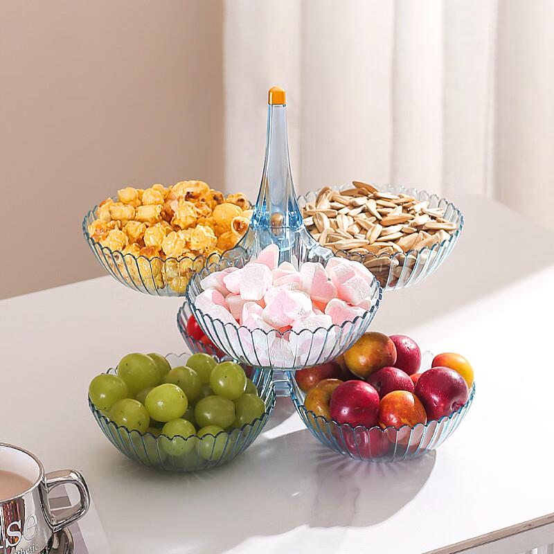 Light Luxury Double-Layer Plastic Fruit & Snack Tray