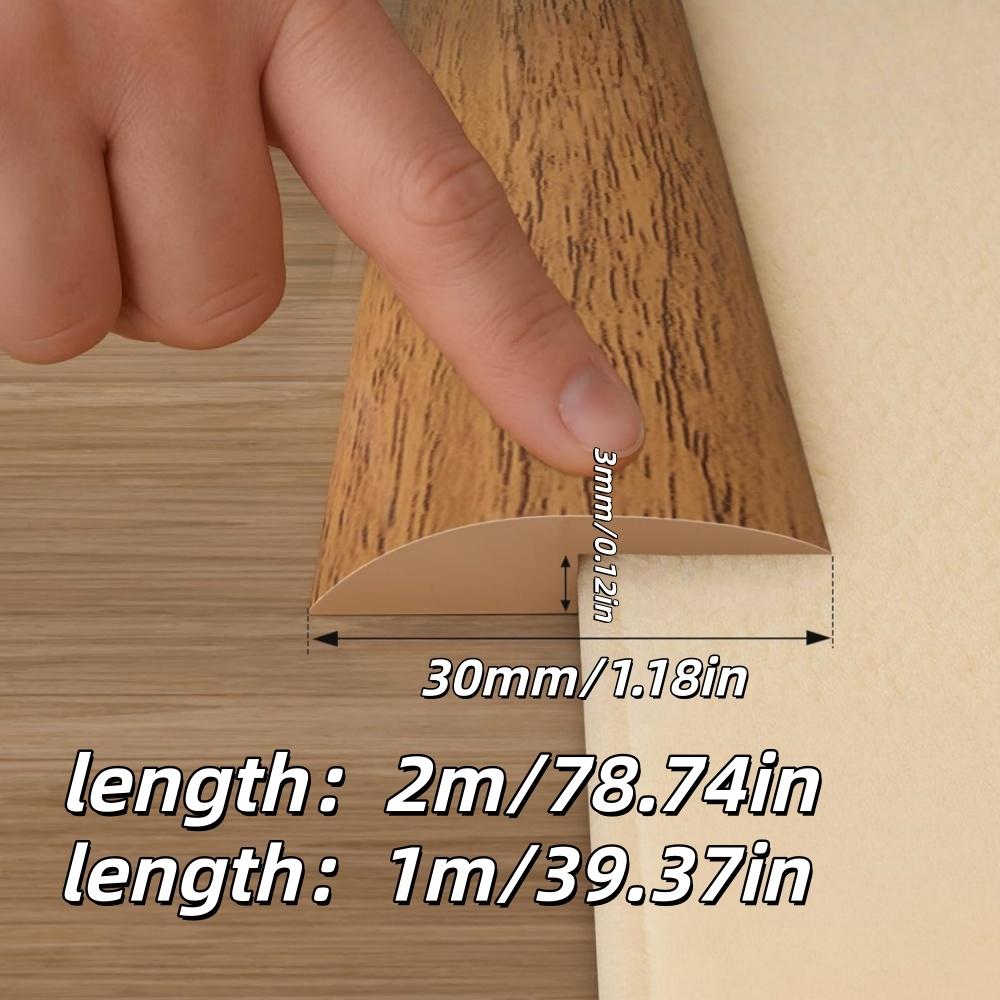 1pc 1/2mX3cm Self-Adhesive Floor Transition Strip, Flexible Wood Grain Design Edging for Carpet, Laminate&Floors, Threshold