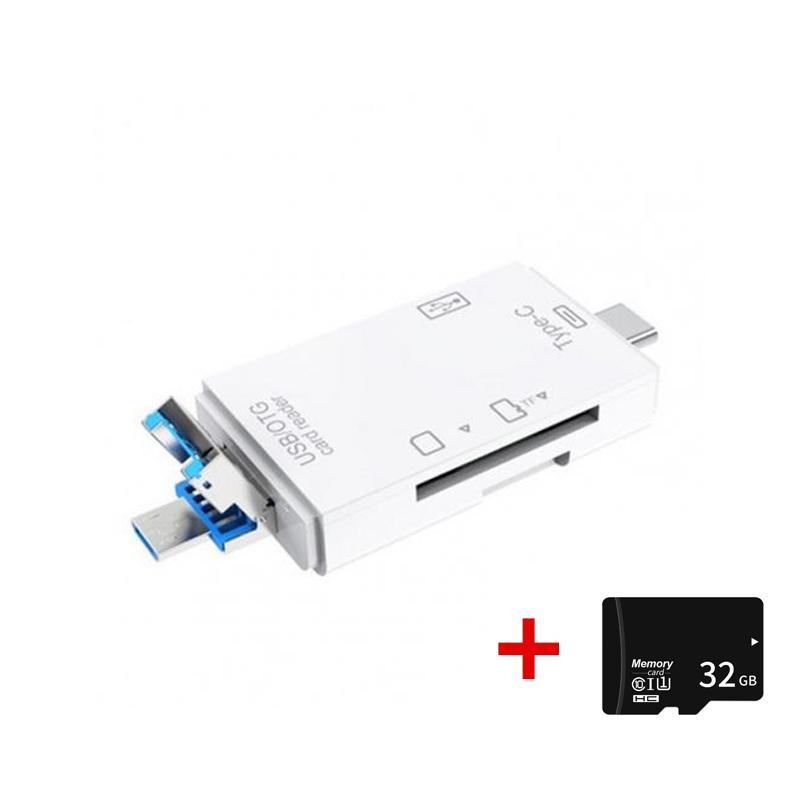 6 In 1 SD USB Type C Card Reader USB 2.0 TF/Mirco SD Smart Memory OTG Flash Drive Cardreader Adapter