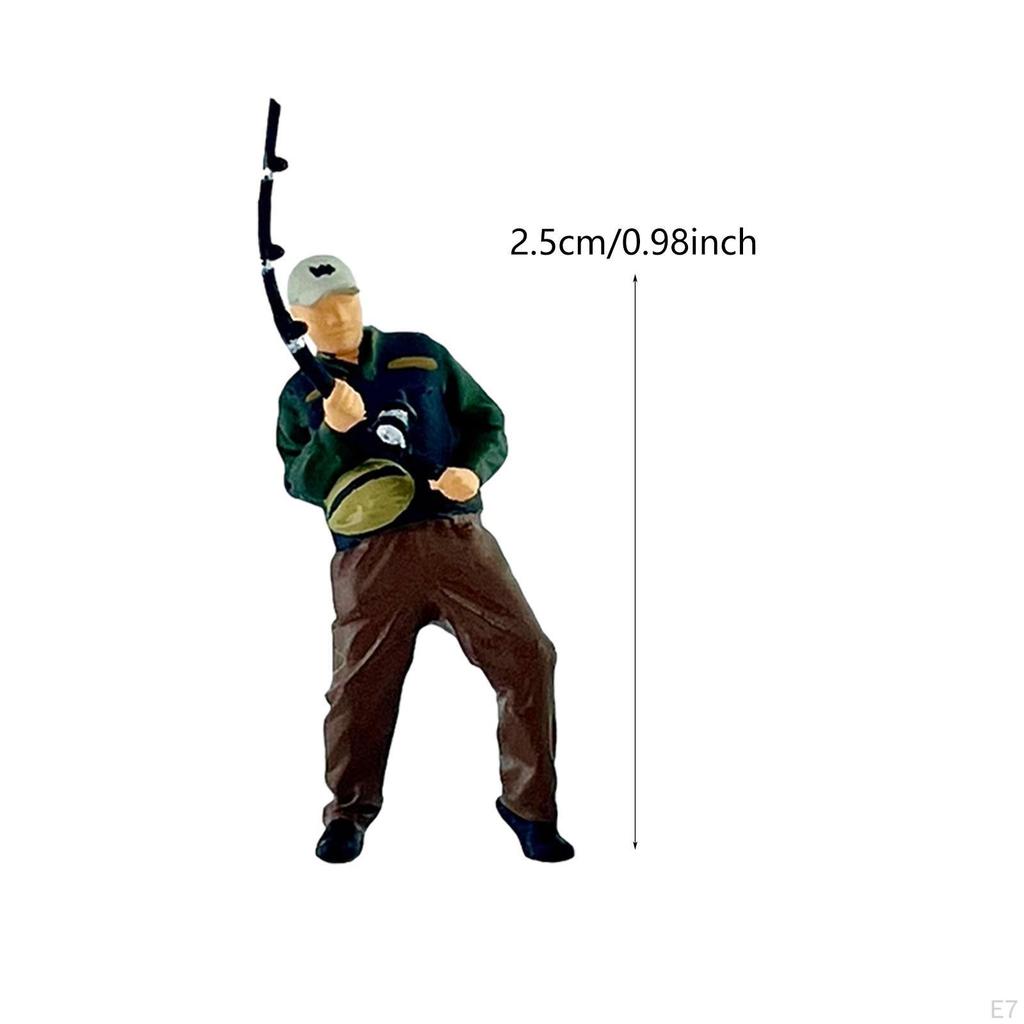 1/64 Scale Fishing Figure Character Landscape Accessories Resin Ornament Tiny People Model