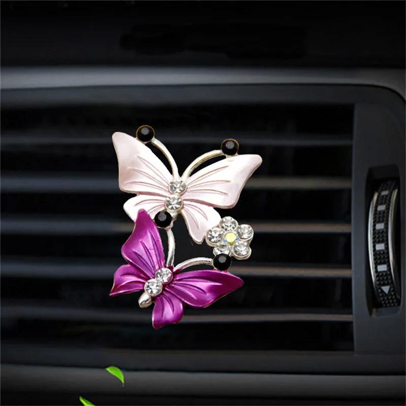 Car Air Outlet Perfume Clip Exquisite Diamond-studded Butterfly Air Conditioning Air Outlet Jewelry Goddess Car AromatherapyClip