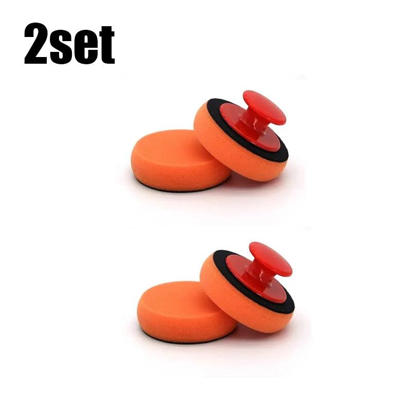 1/2/3/4pcs Car Wax Applicator Pads Set With Red Handle Soft Sponge Applicators Foam Wax Pad For Polishing And Cleaning Cars