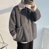 Men's Velvet-Lined Cotton Jacket - Korean Style, Lapel Design, Thick & Warm for Autumn/Winter.