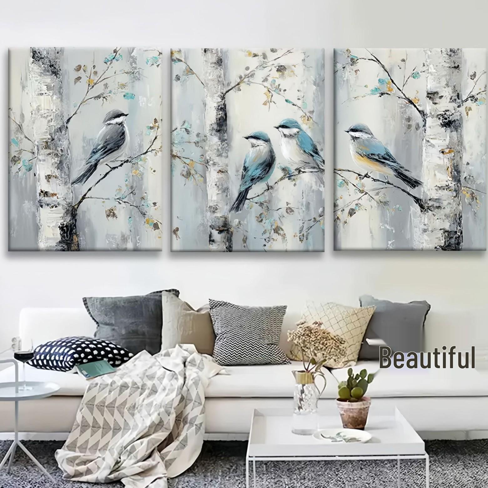 Холст с изображением Синей Птицы и Цветущих Ветвей 20x25