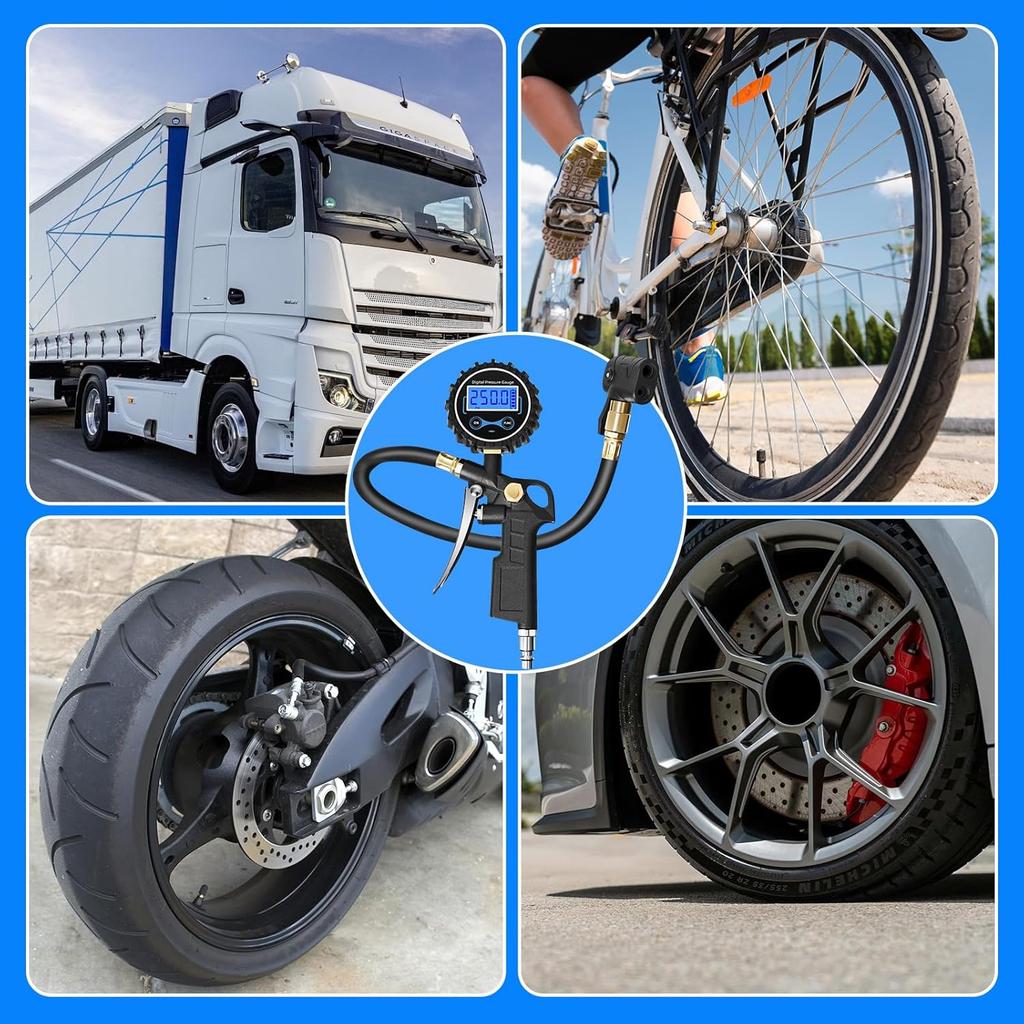 Digital Bike Tire Pressure Gauge, Presta Valve Adaptor, Schrader To Presta Valve Adapter For Air Compressor, Schrader Valve Adapter, Easiest Use