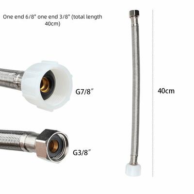 30/40cm Corrugated Water Hose Stainless Steel Large Flow Hot and Cold Water Faucet Inlet Hose Explosion-proof