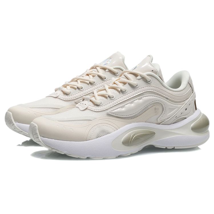Li Ning V8 Non-Slip Wear-Resistant Low-Top Running Shoes Women Sneakers Eggshell-Gray ARHR056-2