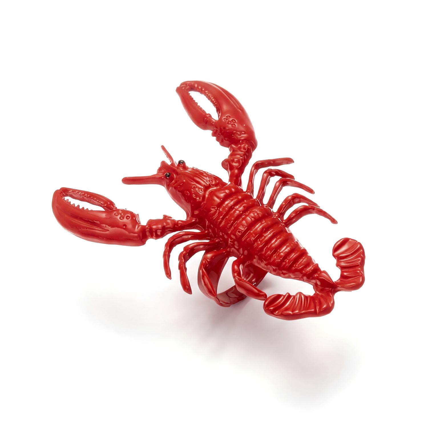 Exaggerated Red Lobster Jewelry Set For Women Ocean Style Metal Lobster Bracelet Bangle Ring Girls Beach Party Vacation Gift