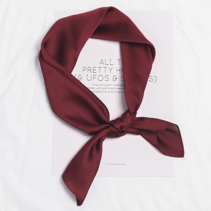 Simulated Silk Scarf Women'S 70 Square Scarf Solid Color Versatile Flight Attendant Professional Scarf Trendy High-End Sunscreen Headscarf
