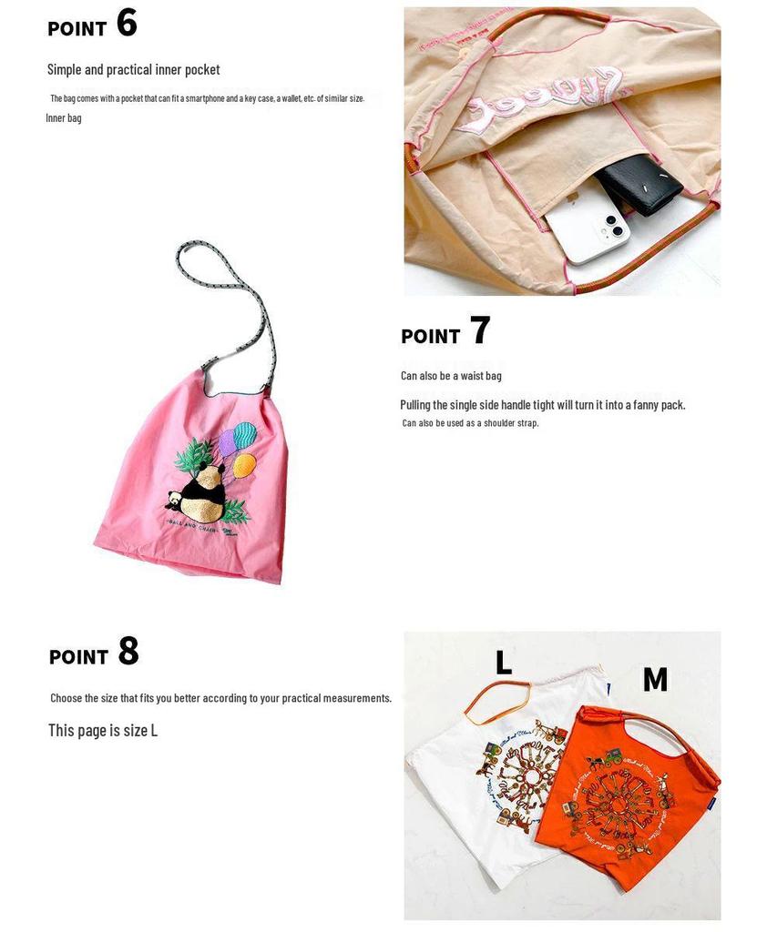 2024 Japanese Embroidery Eco-Friendly Nylon Handbag: Versatile Shopping, Commute, Crossbody & Shoulder Bag for Women.