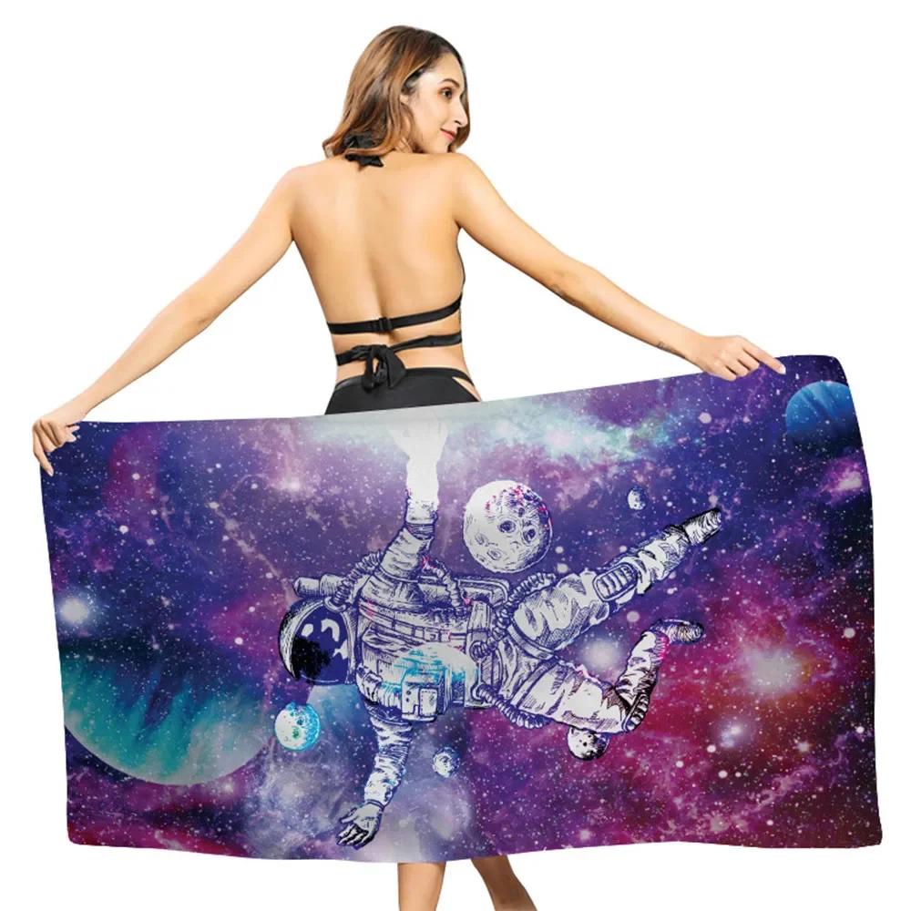 Weltraum Galaxie Astronauten Stil Kein Sand Schnelltrocknend Strandtuch Surf Poncho Mikrofaser Badetuch Sommer Schwimmen Damen Herren Geschenk