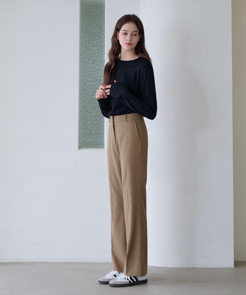 Deuloupisumeon Comfy Wool Straight Slacks [Charcoal]