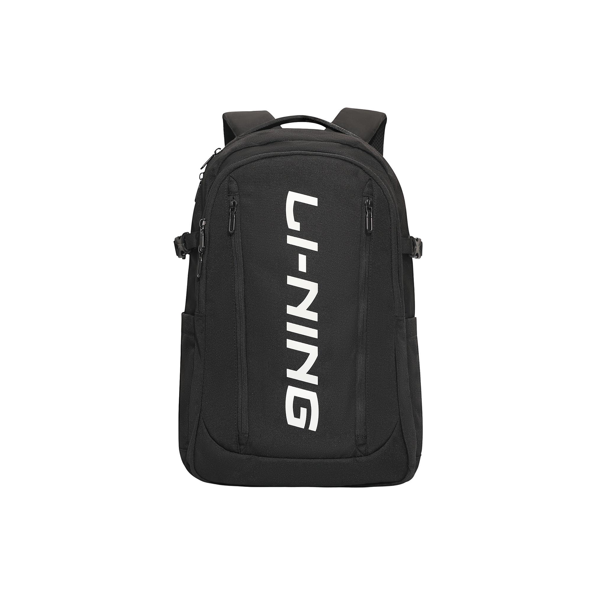 Li-Ning Lightweight Versatile Travel Simple Polyester Backpack Unisex Backpack Black ABSV377-1 Black