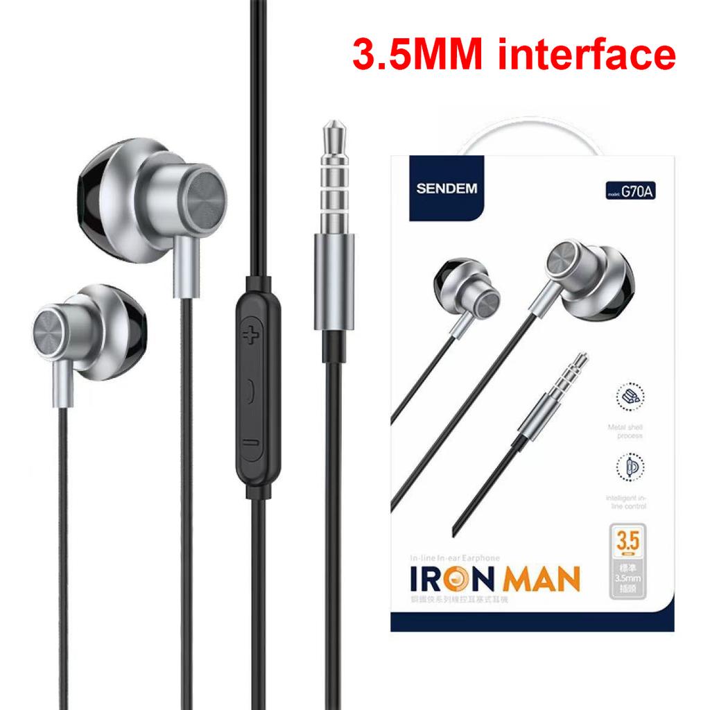 Surround Sound In-ear Earphones for iPhone Headphones 11-16 Mini X XS 6 7 8 Plus Wired Control Earbud In Mic Headset for Samsung