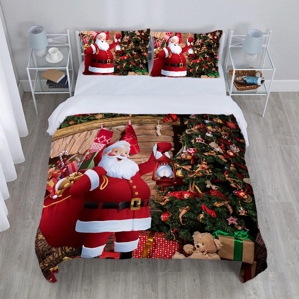 Supply Christmas Series Bed Quilt Cover Pillowcase 3D Digital Quilt Cover Three-Piece Set