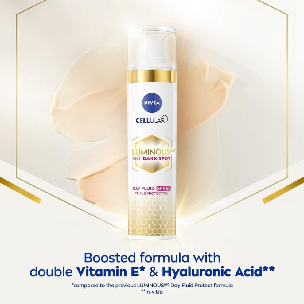 NIVEA Cellular Luminous 630 Crema Giorno Anti Macchie SPF 50 40ml Fluido Idratante Protegge l'Imbrunimento Fotoinvecchiamento Pelle Liscia Illuminata