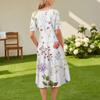 Women's Casual Fashion Round Neck Short Sleeve Floral Print Midi Dress