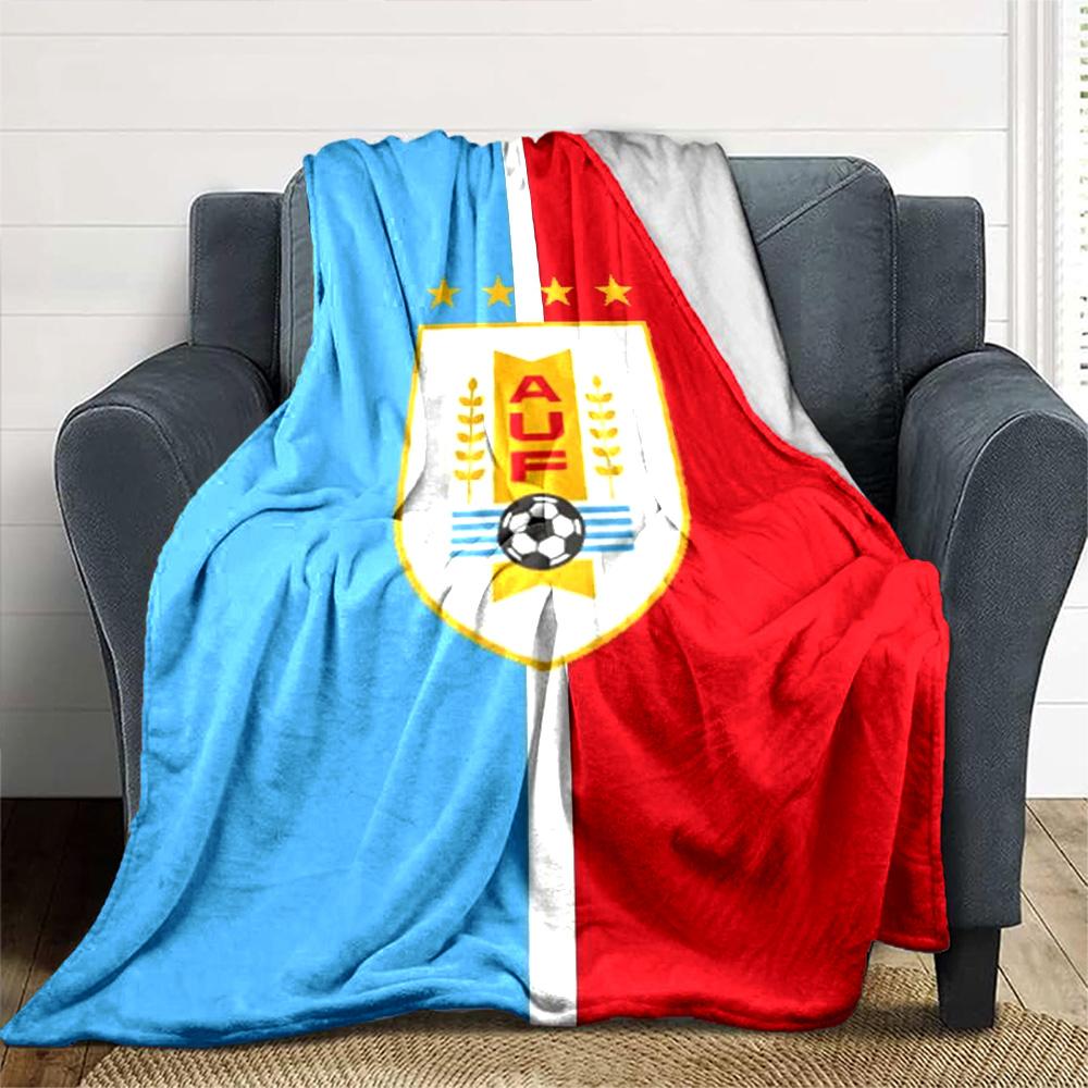 Uruguay Celeste Football Print Flannel Blanket High Quality Warm Comfortable Cover for All Seasons Perfect for Gifts Home Decor