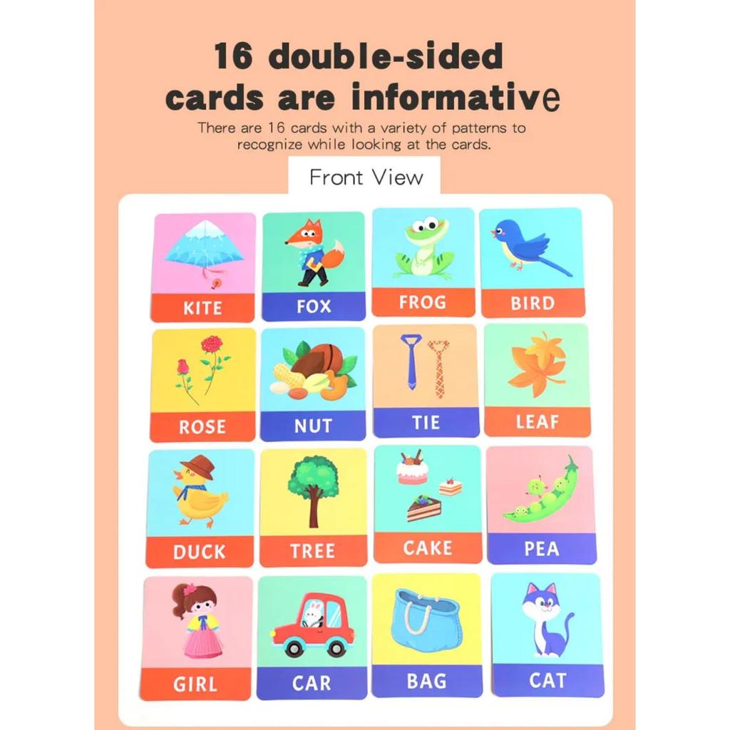 Wooden Building Block Puzzle Alphabet Spelling Educational Toy Letter Recognition Logical Thinking Learning Playset for Kids