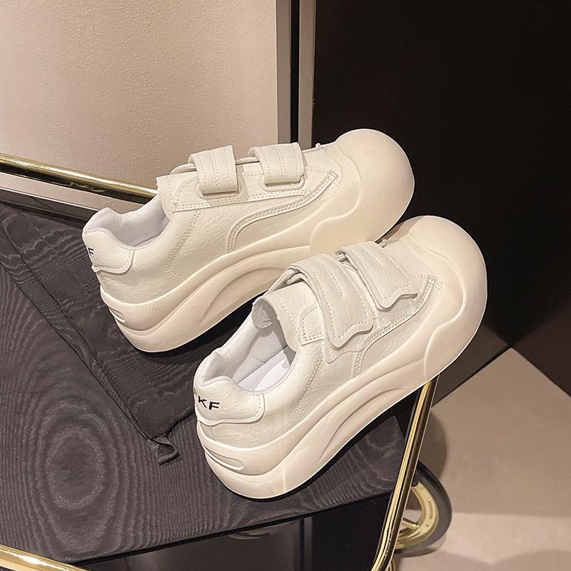 Weiße Board-Schuhe Damen 2025 Sommer Klettverschluss dicksohlige hässlich süße kleine weiße Schuhe Big Head Brotschuhe höhenerhöhende Sportschuhe