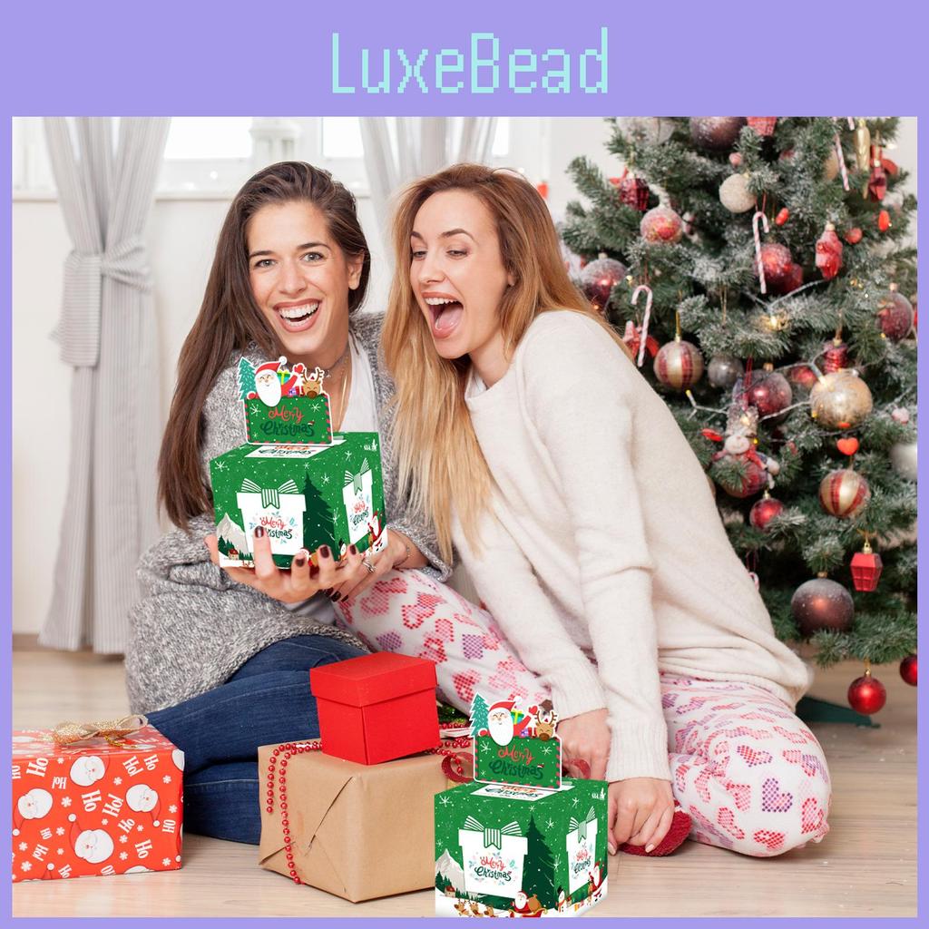 Gift Christmas Green Packaging Box With Santa Claus Print For Party Celebration