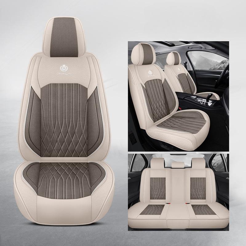 Five-Seat Car Interior Set/All Seasons/Easy Design/Durable/Breathable/Fully Covered in Linen/Universal Seat Cover/Six Colors/Easy Maintain/Install