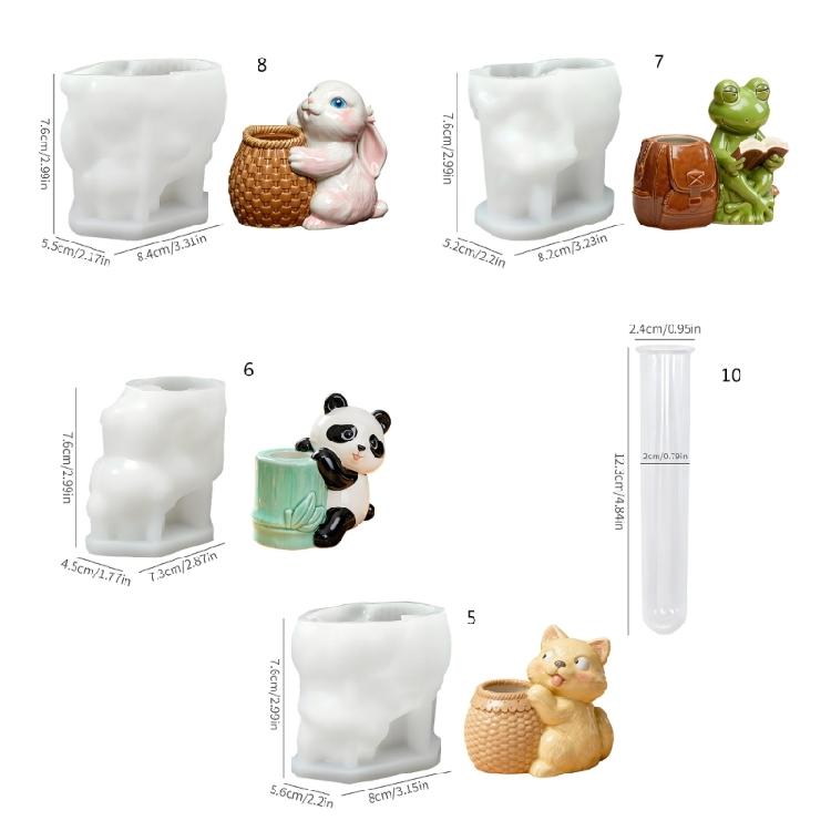 Animal Themed Silicone Vase Mold For Hydroponic Gardening Reusable Craft Tool With Acrylic Test Tubes  Creative Decoration