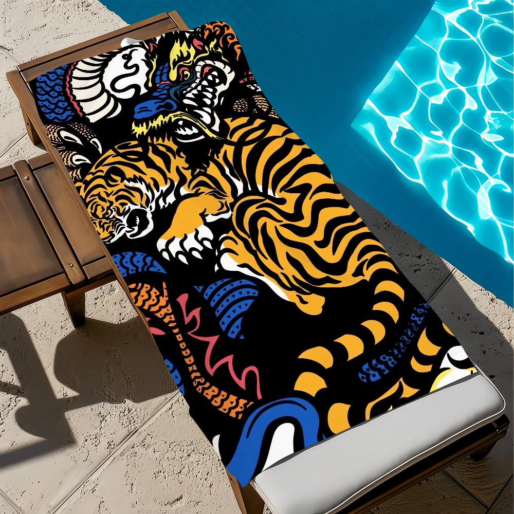 

Tiger retro Towel Large Quick-Drying Microfiber soft Beach Towel for Travel Fitness Sauna Bathing Camping W40*H60(CM)