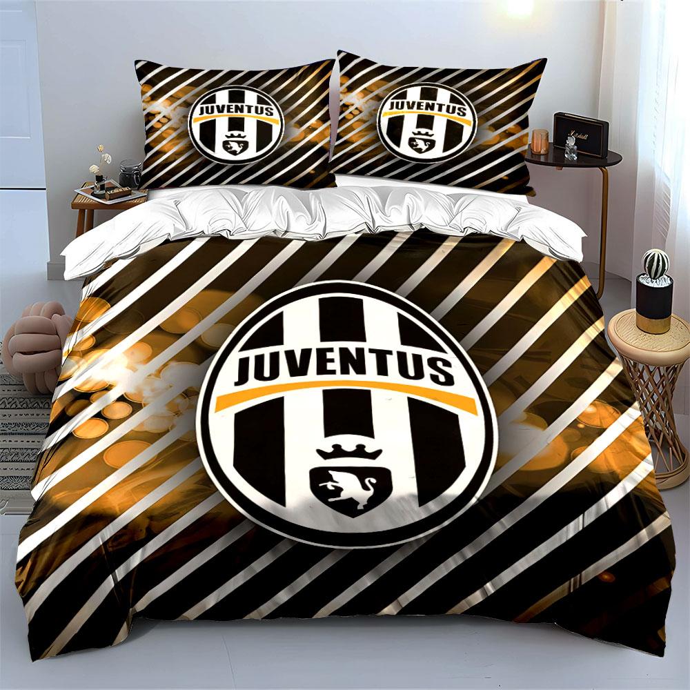 Set Biancheria da Letto a Strisce Juventus Set Copripiumino Copripiumino Federe (1 * Copripiumino 2 * Federe, senza piumino)