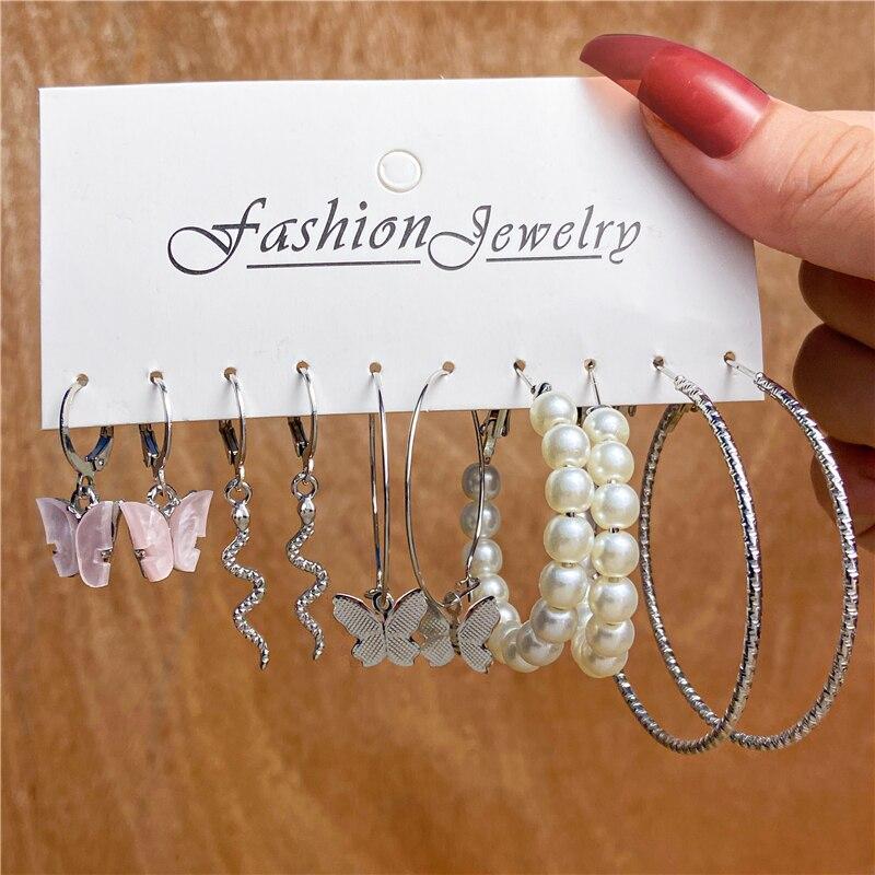 iF ME Fashion Cheap Jewelry Vintage Gold Stud Earrings for Women Bohemian Fashion Moon Star Butterfly Heart Stud Earrings Jewelry