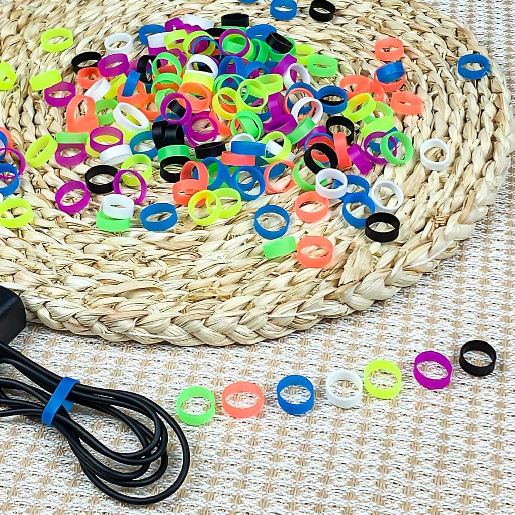 240 Pcs 0.5 Inch Small Silicone Rubber Bands Reble Elastic Cable Ties Rubber Rings for Wire Cord Cable Wrapping Bundle Home Office School