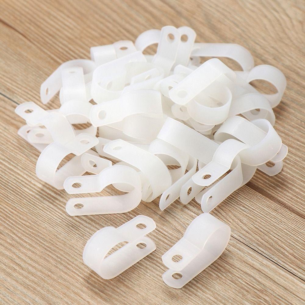 10PCS Plumbing Tightening Cable Clip Nylon Fastening Buckles Durable R-Type Hose Clamp  Cable