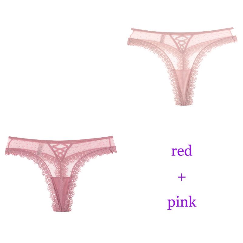 TERMEZY 2 unids/lote de bragas sexis de encaje para mujer, ropa interior de cintura baja, Tanga femenina, lencería transpirable, ropa íntima bordada tentación