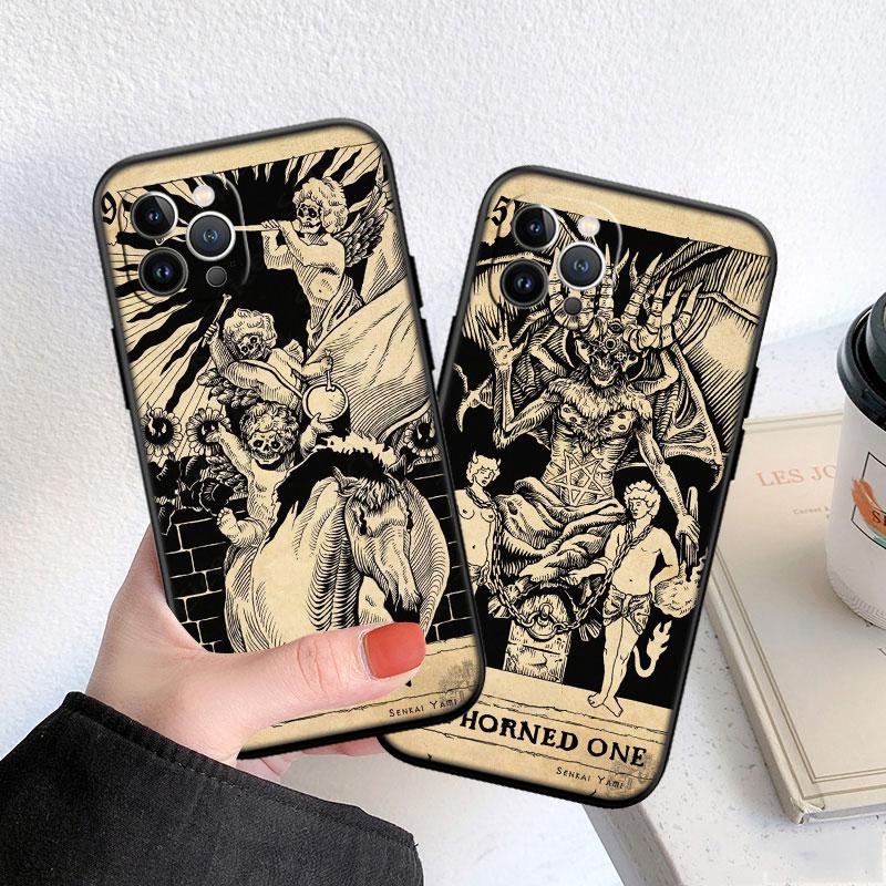 LO93 Witch Divination Tarot Moon Soft Shell Phone Case for iPhone 16 15 14 13 12 Pro Max Plus Mini