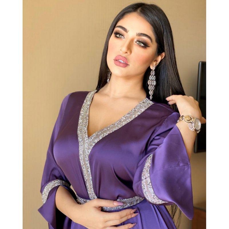 

2020 Fashion and Elegant Women s Sexy V-Neck Diamond Dress Purple XXL