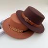 Coffee Color Is Fashionable and Elegant, Woolen Flat-top Hat, Women's Spring, Autumn and Winter Concave Shape Wears British Retro Top Hat Tide