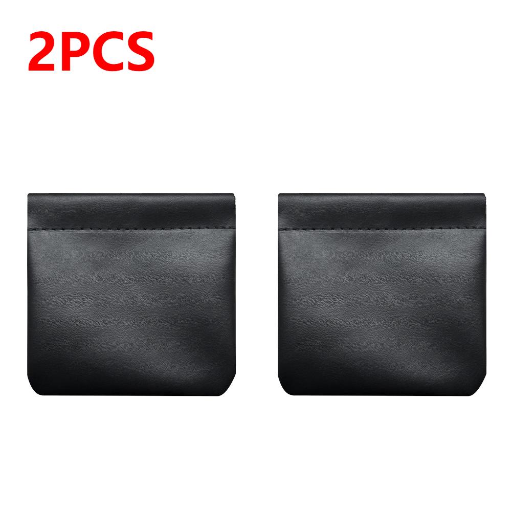 PU Leather Cosmetic Pouch Jewelry Storage Bag Self-Closing Portable Travel Bag Versatile Headphones Keys Storage Organizer Purse