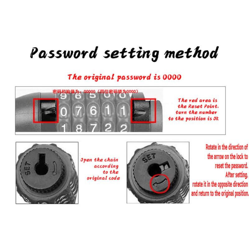 Bicycle  Four-digit  Password  Lock Anti-theft Lock Steel Cable Chain Safety Lock Bike Cycle